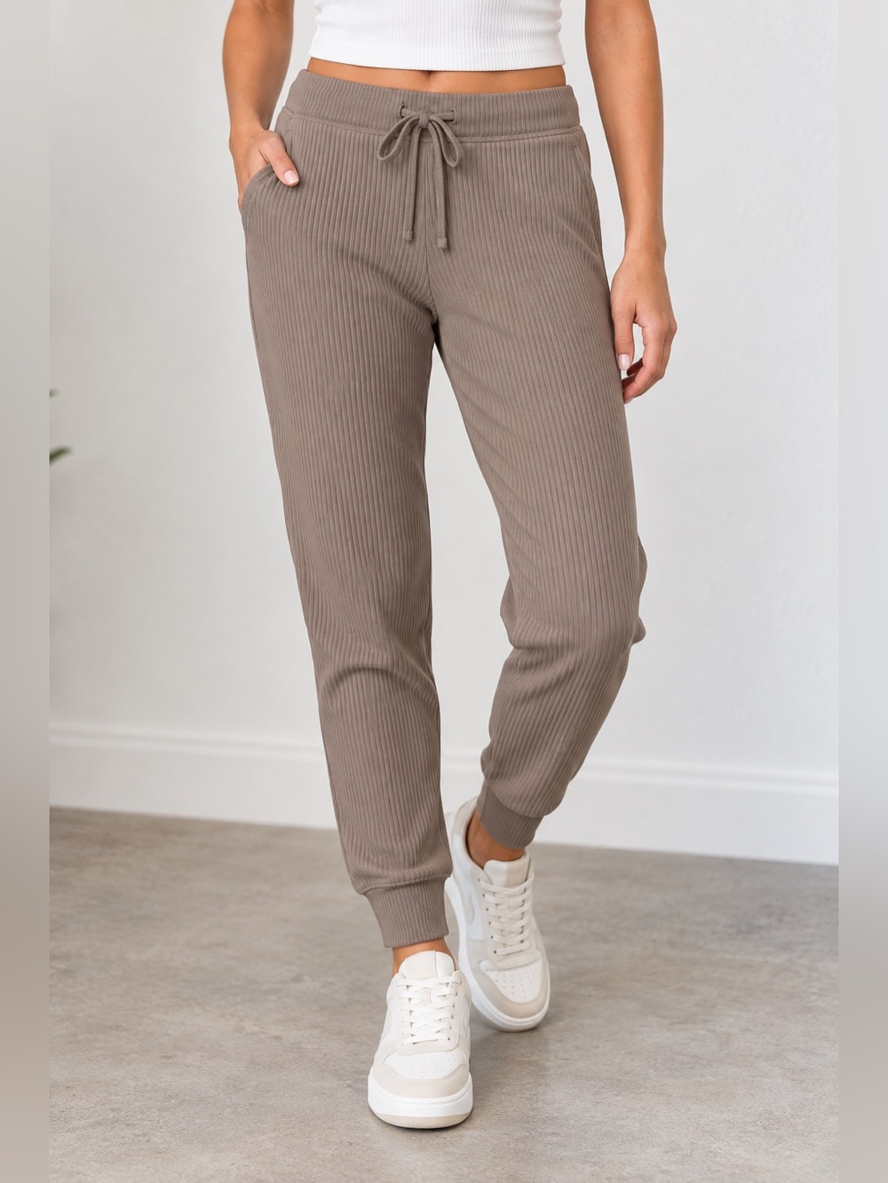 Koolaburra by UGG Ribbed Jogger Sweatpants Taupe Brown Size S
